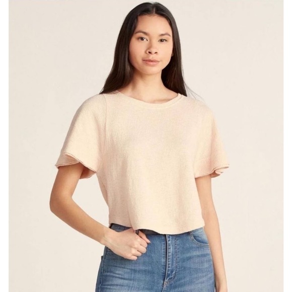 Madewell | Women | Ingrid Dolman Blush Pink Flutter Short Sleeve Top | Small - Picture 10 of 11